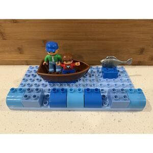 Lego Duplo Fishing Scene‎ Boat Fish 2 Figures Lot Of 14